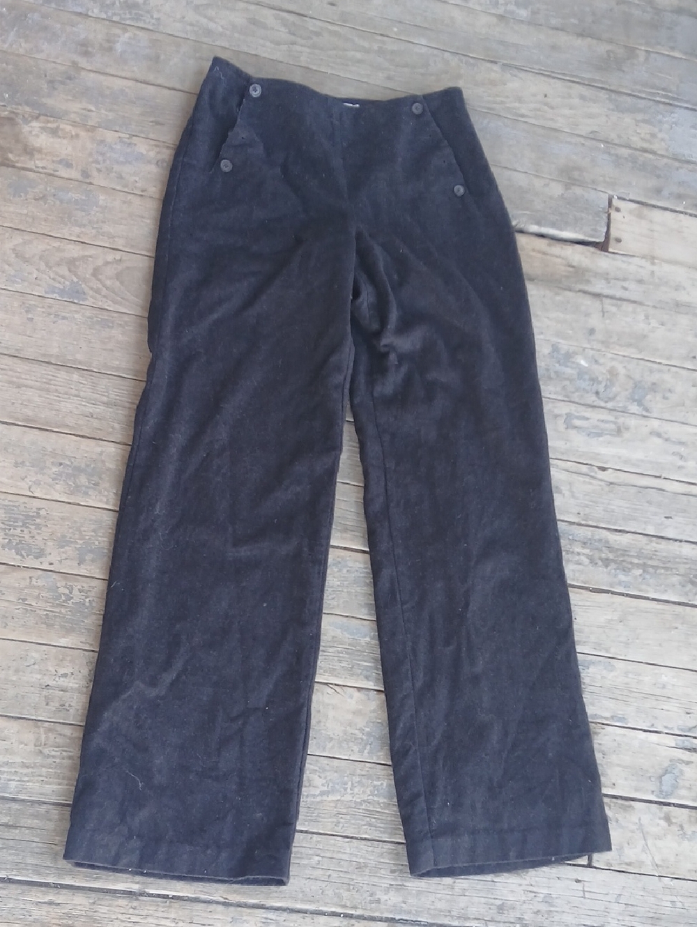 J. Crew  Black Wool Cashmere Blend Pants with Branded Waist Label Size T6